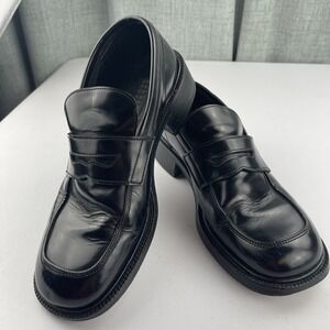 Barney's New York Loafers Men's Size 10 Black Leather Dress Shoes Italy Slip Ons